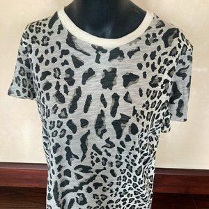 ATM Anthony Thomas Melillo Mixed Leopard Print Short Sleeve Tee Shirt -Medium